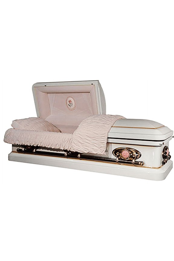 Priscilla Pink Velvet Funeral Casket, Rounded Corner