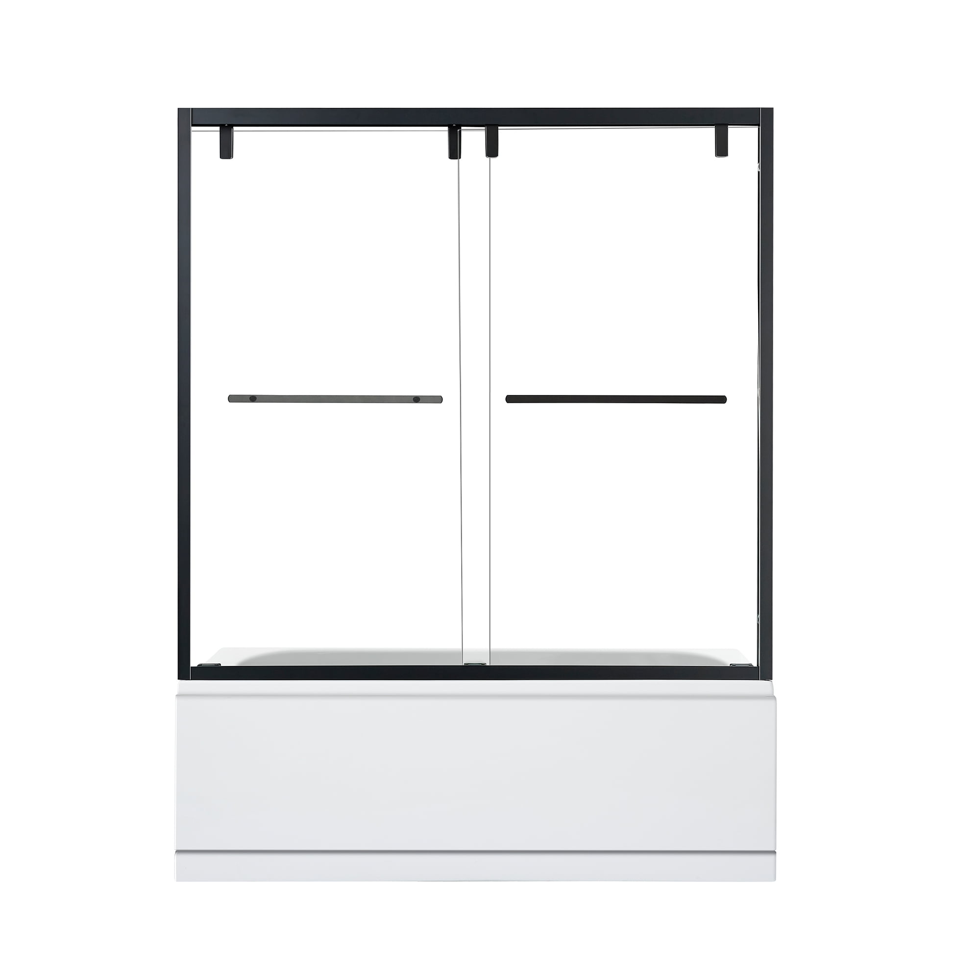 Caspar 60" Matte Black Clear Glass Frameless Tub Door
