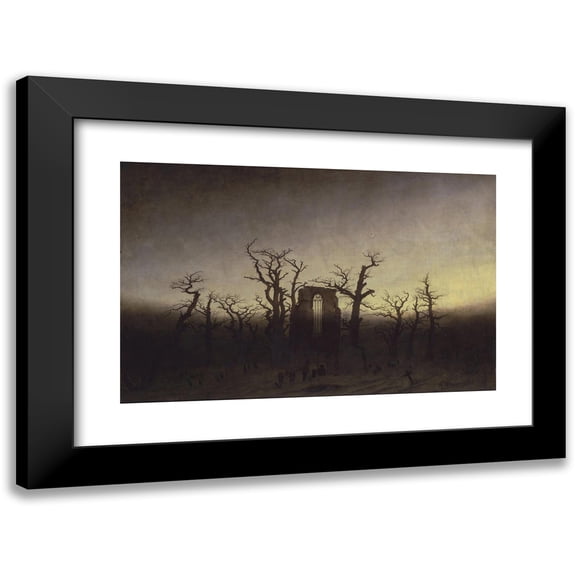 Caspar David Friedrich 14x11 Black Modern Framed Museum Art Print Titled - The Abbey in the Oakwood (Between 1809 and 1810)