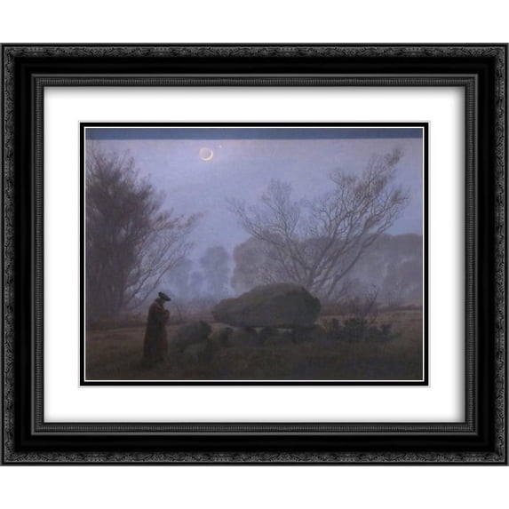 Caspar David Friedrich 2x Matted 24x20 Black Ornate Framed Art Print 'A Walk at Dusk'