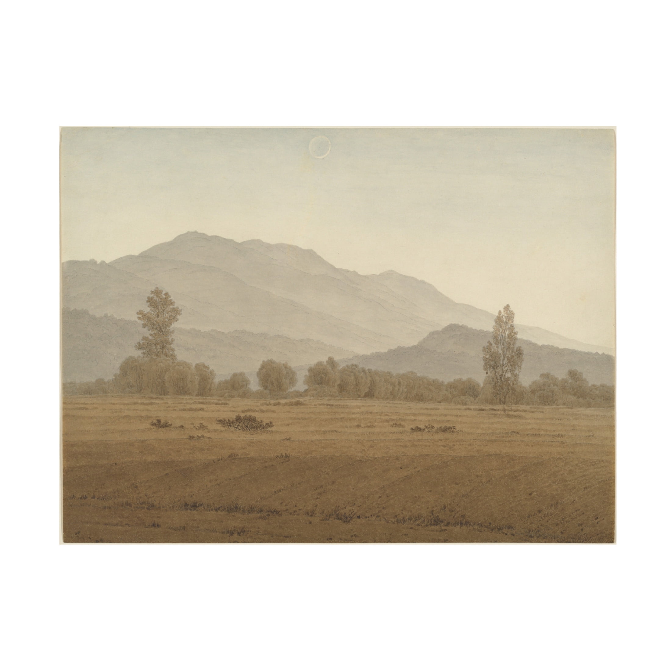 Caspar David Friedrich 'New Moon Above the Riesengebirge Mountains, 1810 or 1828-35' Canvas Art - 19 x 14 Inches