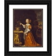 thumbnail image 1 of Caspar Netscher 19x24 Black Ornate Framed Double Matted Museum Art Print Titled: A Child Plucking a Rose (1669), 1 of 5