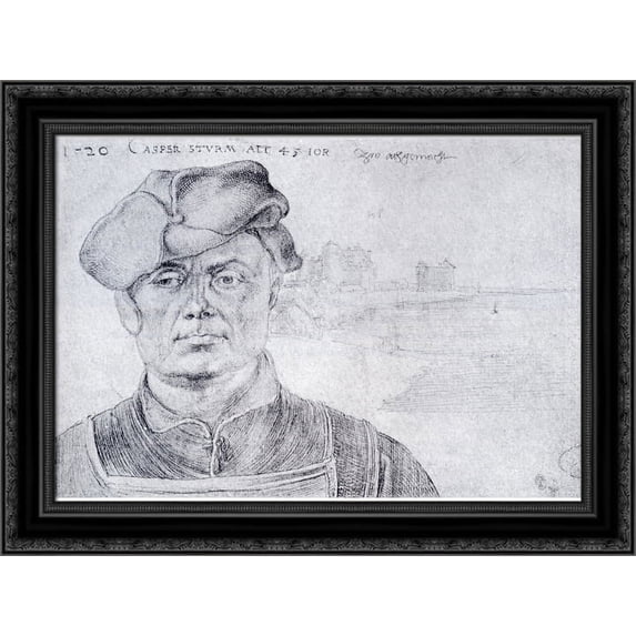 Caspar Sturm 24x19 Black Ornate Wood Framed Canvas Art by Durer, Albrecht