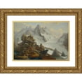 thumbnail image 1 of Caspar Wolf 18x13 Gold Ornate Wood Frame and Double Matted Museum Art Print Titled - Glacier Lauteraar (1776), 1 of 4