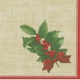 thumbnail image 1 of Caspari Holly Linen (Gold) - Cocktail Napkin, 1 of 1