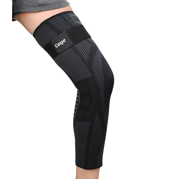 Caspe 1 Pack Full Leg Compression Sleeve with Adjustable Strap – Long Compression Support for Men & Women, Non-Slip Thigh-to-Calf Sleeve for Sports & Workouts