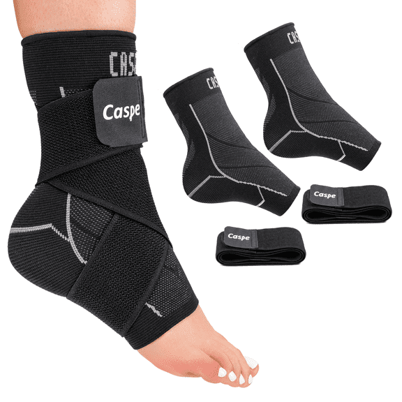 Caspe 2 Pack Breathable Ankle Brace with Adjustable X-Strap – 3D Knit Compression Support for Men & Women, Workout, Sports & Daily Use