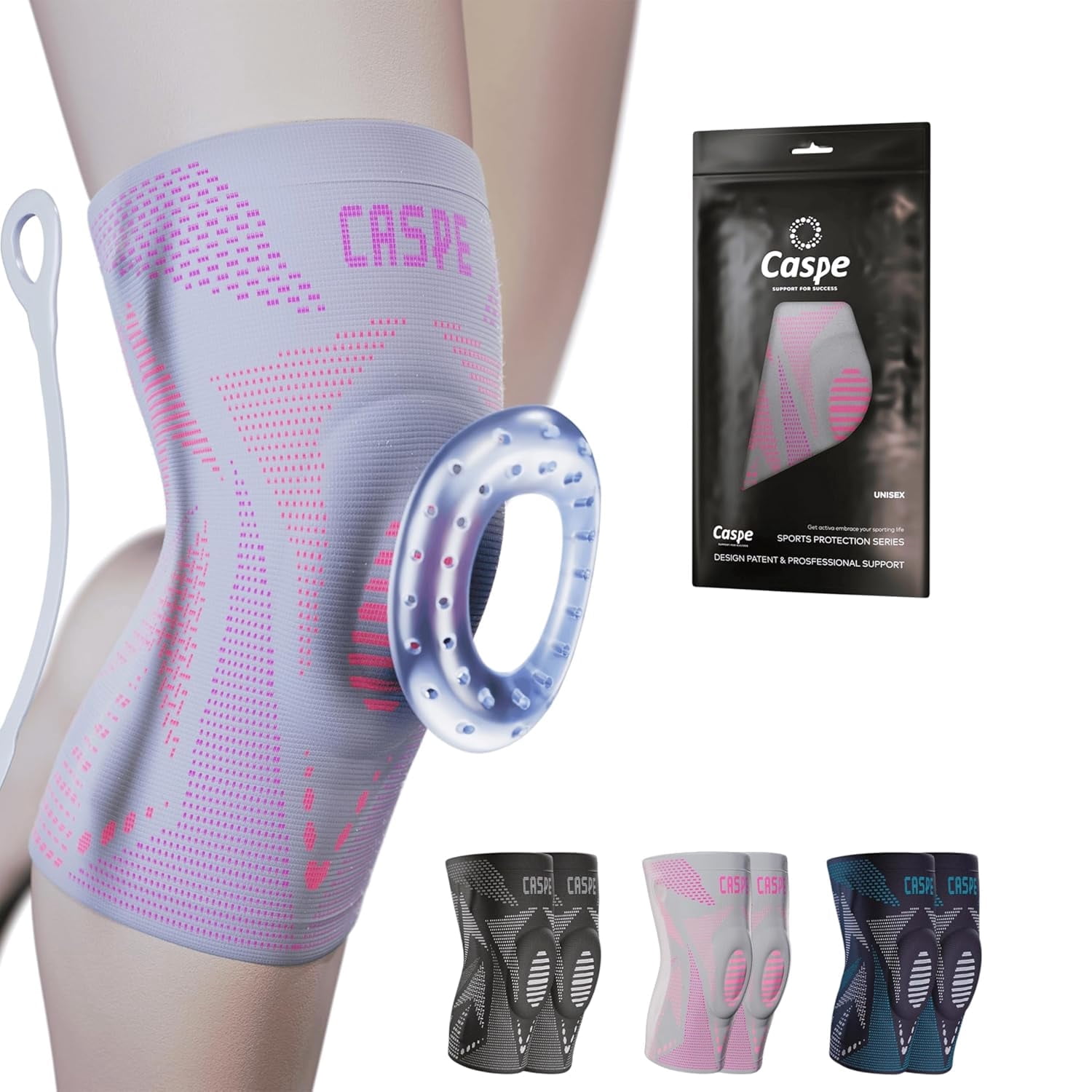 Caspe 2 Pack Compression Knee Brace with Patella Gel Pad & Side Stabilizers – Knee Support Sleeve for Men & Women, Running, Workout & Daily Use