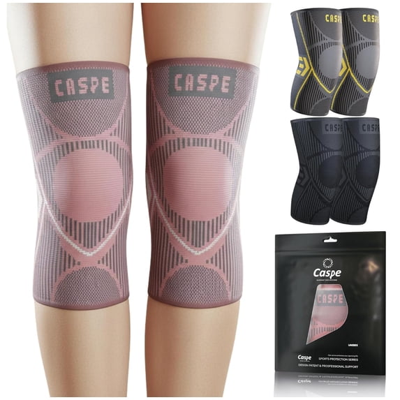 Caspe 2 Pack Knee Compression Sleeve for Men & Women – Non-Slip Support for Running, Gym, Sports & Daily Use, Breathable Knee Brace Sleeve