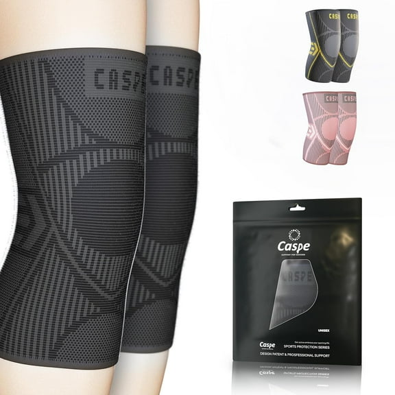 Caspe 2 Pack Knee Compression Sleeve for Men & Women – Non-Slip Support for Running, Gym, Sports & Daily Use, Breathable Knee Brace Sleeve
