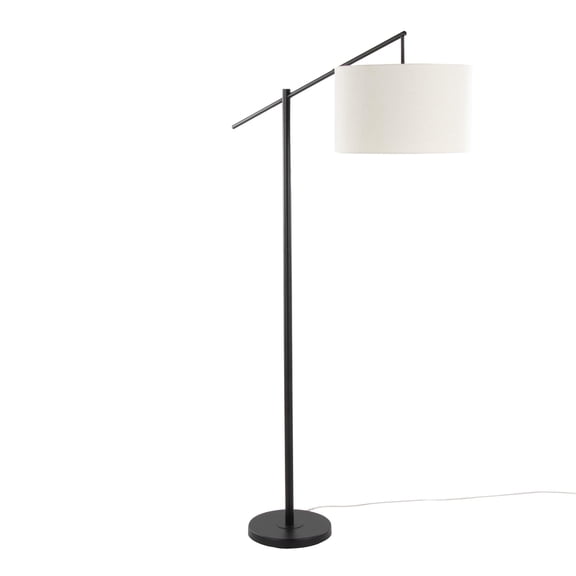Casper 69" Contemporary Metal Floor Lamp in Matte Black Metal with Natural Linen Shade, Floor Lamps for Living Room, Standing Lamp, Tall Lamp, Living Room Lamp, Bedroom Lamp, Corner Lamp