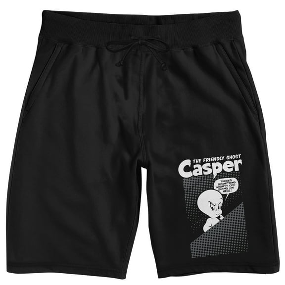 Casper Animated Character Pose Men's Black Lounge Shorts-Medium