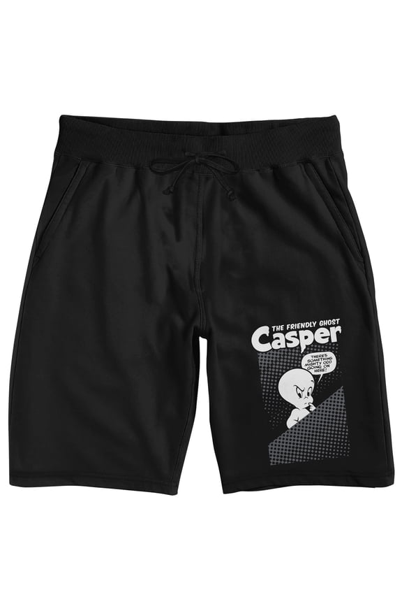 Casper Animated Character Pose Men's Black Lounge Shorts-XL