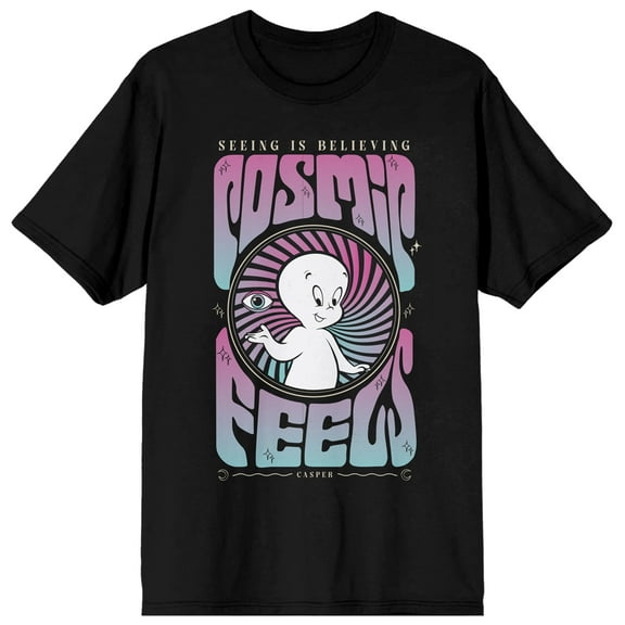 Casper Animated Series Cosmic Feels Crew Neck Short Sleeve Women's Black T-shirt-Large