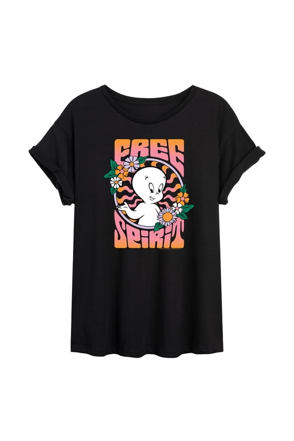 - Free Spirit - Juniors Oversized Graphic T-Shirt