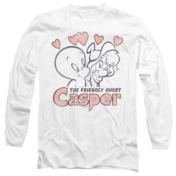 Casper/Hearts Long Sleeve Adult 18/1 T-ShirtWhite