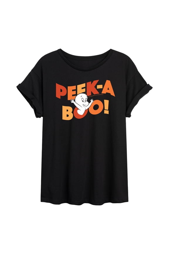 - Peek A Boo - Juniors Oversized Graphic T-Shirt