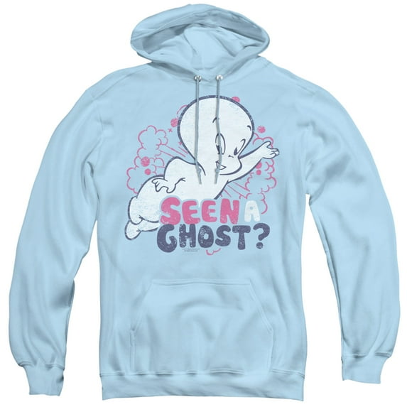 Casper/Seen A Ghost Adult Pullover Hoodie Sweatshirt-Light Blue