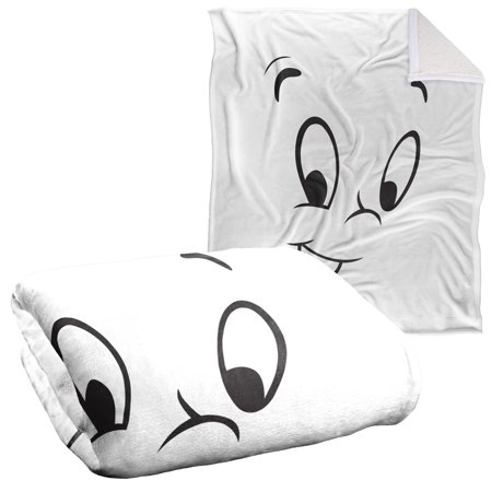Casper The Friendly Ghost Blanket, 50"x60", Face Silky Touch Sherpa Back Super Soft Throw Blanket