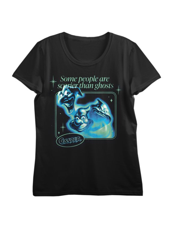 Casper The Ghostly Trio "Some People Are Scarier Than Ghosts" Women's Black Short Sleeve Tee -Small