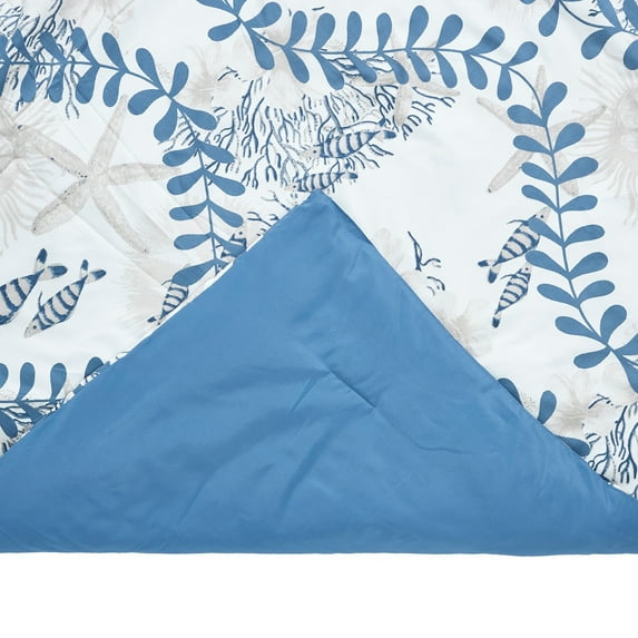 Caspian Collection 6 PC Set 100% Microfiber Printed King Comforter in Blue