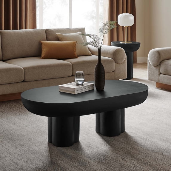 Caspian Oval Concrete Coffee Table in Black