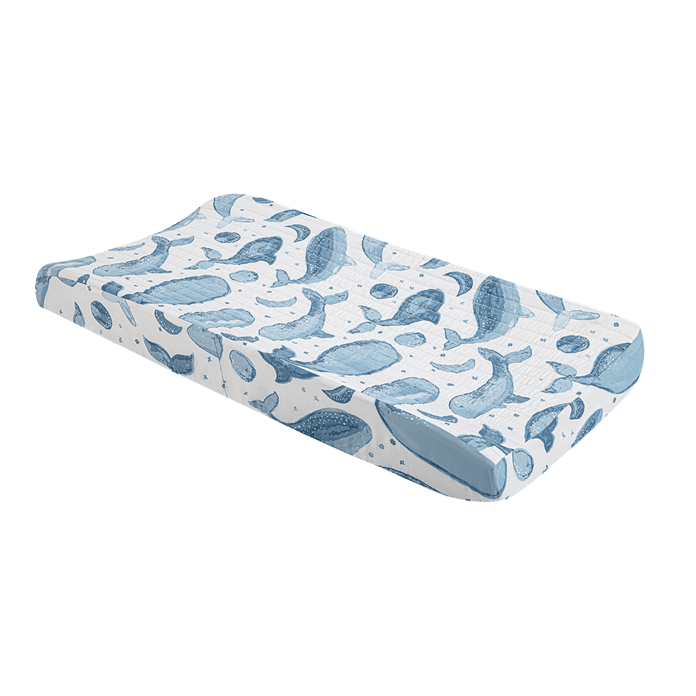 Caspian Quilted Change Pad Cover - Whale
