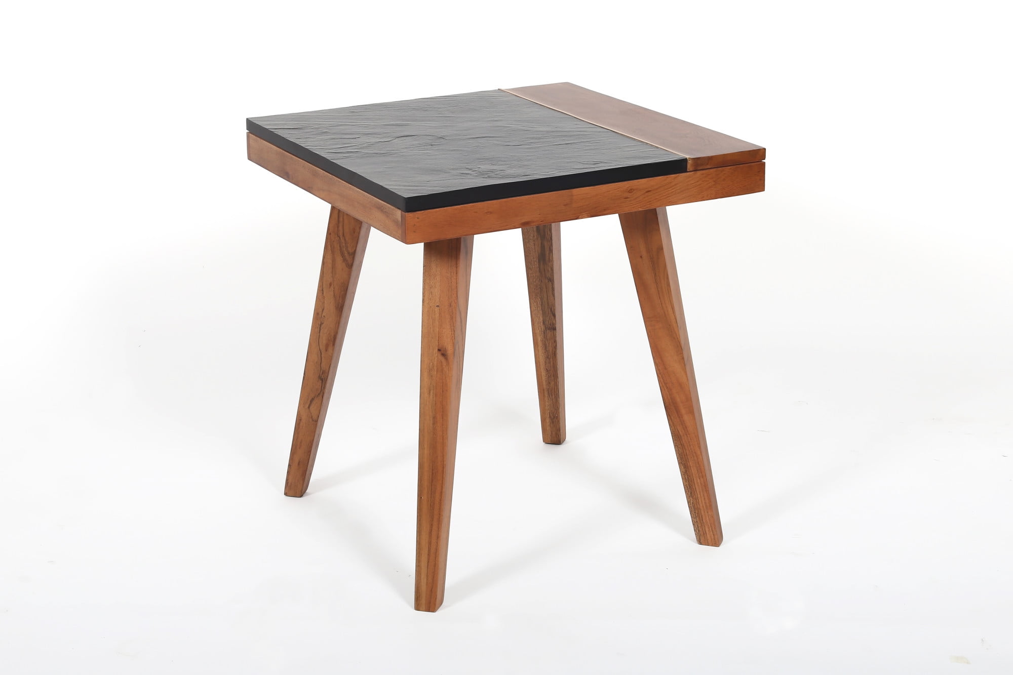 Caspian Slate and Natural Acacia Wood Square End Table