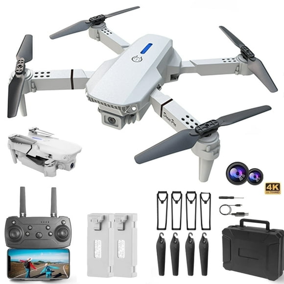 Casrra Drone Dual HD Cameras, FPV Foldable, Kids & Adults RC Quadcopter for Beginners, 2 Batteries, Carrying Case, Gray