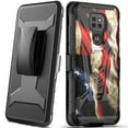thumbnail image 1 of Cass Creations Case Compatible for Moto G Play 2021, Holster Belt Clip Case Combo with Kickstand Shockproof Phone Cover - American Flag, 1 of 5