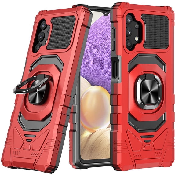 Cass Creations Case for Samsung Galaxy A32 5G, Advanced Armor Full Body Hybrid Shock Proof Bumper Protective Phone Cover - Red
