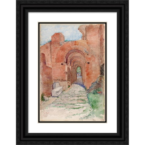 Cass Gilbert 13x18 Black Ornate Wood Framed Double Matted Museum Art Print Titled - Arches of Palace of Nero (1933)