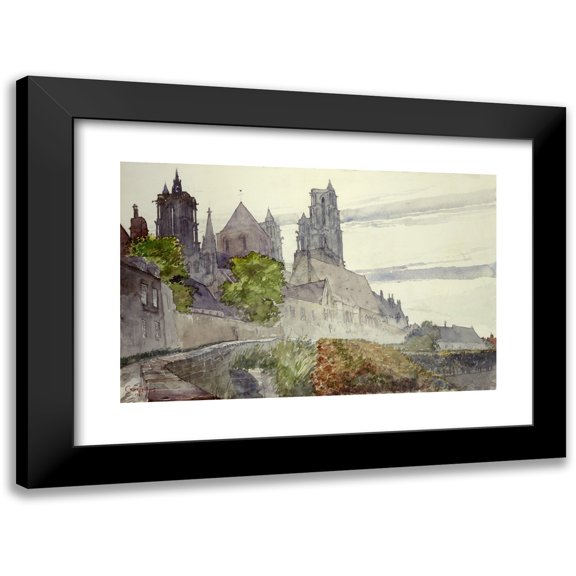 Cass Gilbert 14x11 Black Modern Framed Museum Art Print Titled - Laon Cathedral, France (1913)