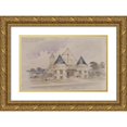 thumbnail image 1 of Cass Gilbert 18x13 Gold Ornate Wood Frame and Double Matted Museum Art Print Titled - Preliminary Study for an Armory Building for Shattuck School, Faribault, Minnesota (1894), 1 of 4