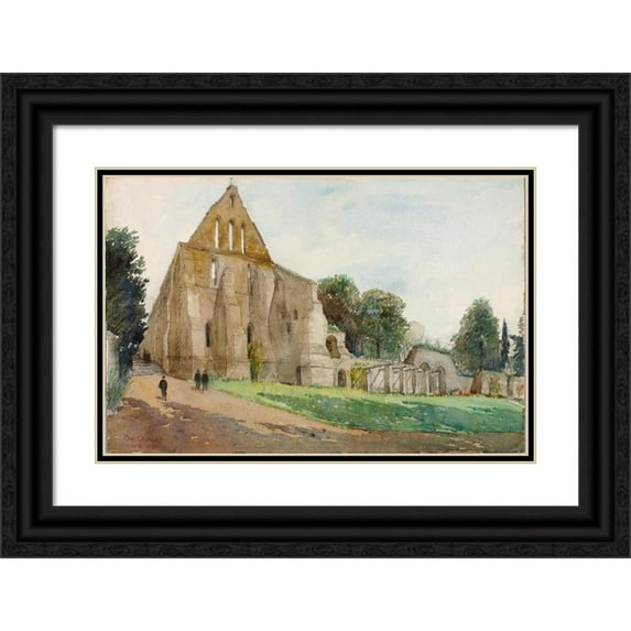 Cass Gilbert 24x17 Black Ornate Framed Double Matted Museum Art Print Titled: Battle Abbey (1931)