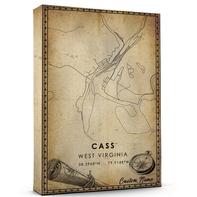 Cass Map Poster, West Virginia Map Art Poster, Canvas, Cass Map City ...