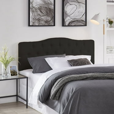Cassandra Button Tufted Upholstered Headboard, Height Adjustable Headboards,Bed Backboard Premium Padded Fabric Headboard- Black