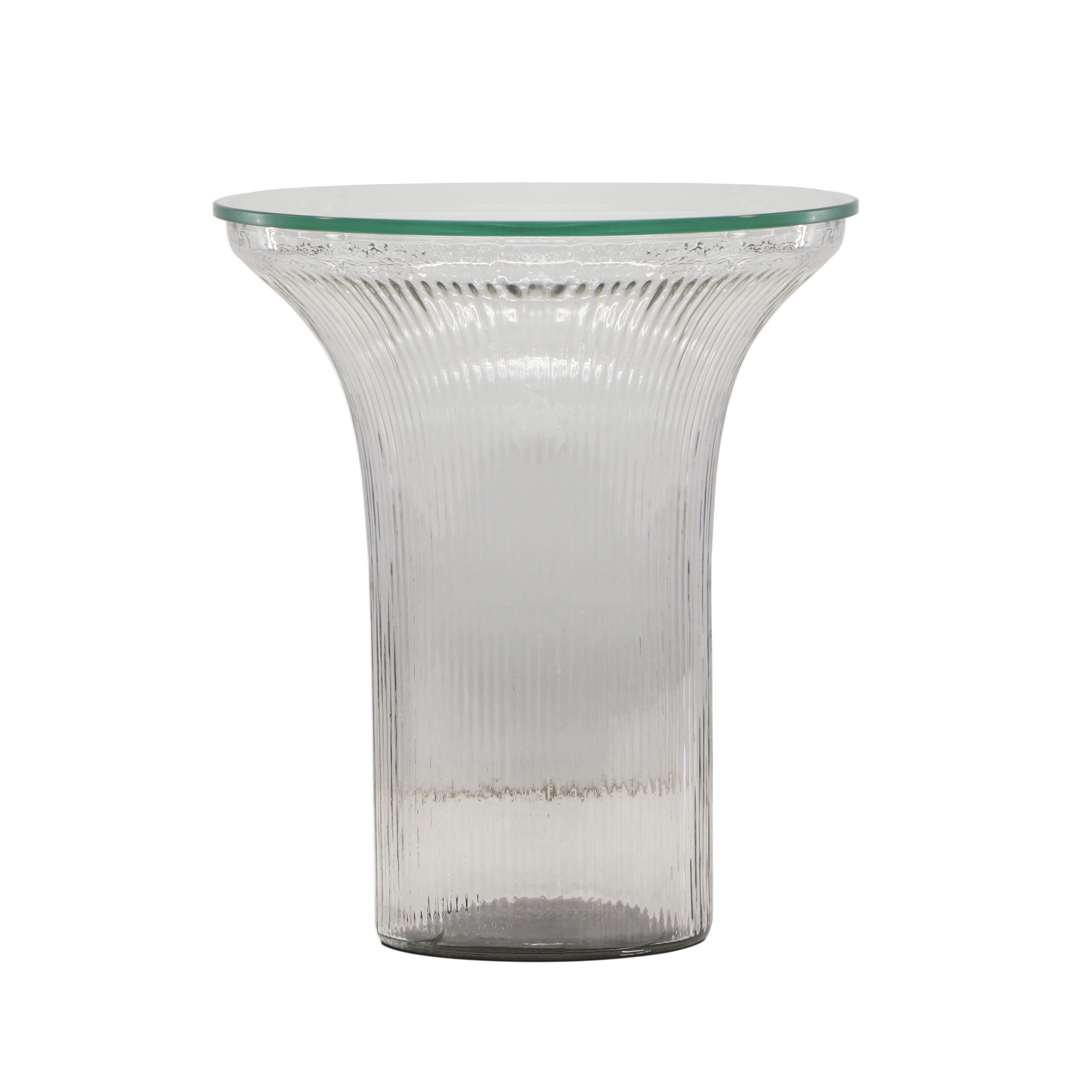 Cassandra Clear Ribbed Glass Round Side Table