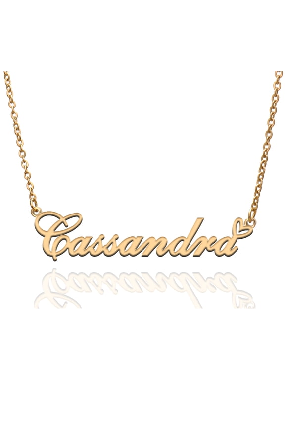 Cassandra Custom Name Necklace Customized Personalized Plated Name Necklace for Mother Daughter Friendship Women Valentine's Day Christmas Birthday New Year Gold