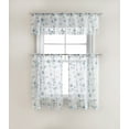 thumbnail image 1 of Cassandra Floral Embroidered Semi Sheer Kitchen Curtain Tier & Valance Set - Blue/Aqua, 1 of 1