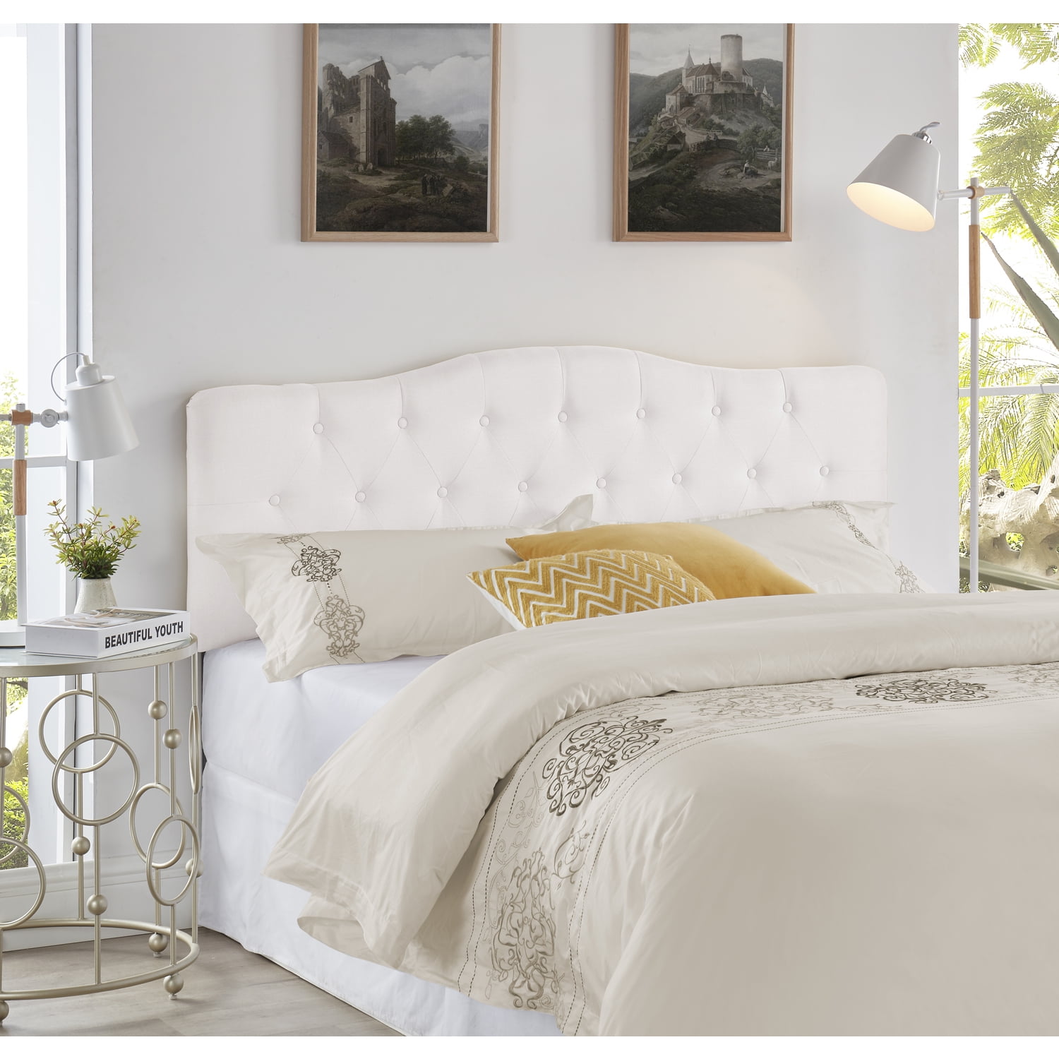 Cassandra Headboards for Full Size Bed, Upholstered Button Tufted Bed