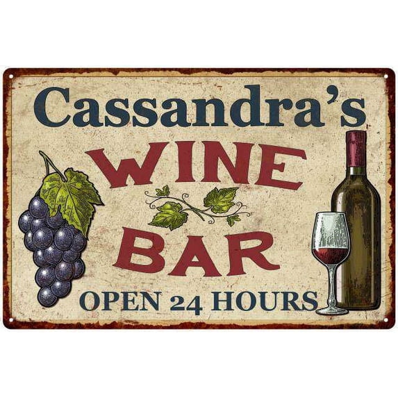Cassandra's Rustic Wine Bar Sign Wall Decor Kitchen Gift 8 x 12 High Gloss Metal 208120056964