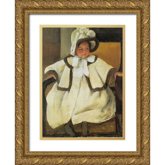 Cassatt, Mary 11x14 Gold Ornate Wood Framed with Double Matting Museum Art Print Titled - Ellen Mary In A White Coat 1896