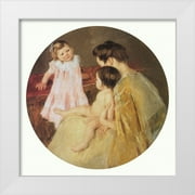 Cassatt, Mary 12x12 White Modern Wood Framed Museum Art Print Titled - Mother And Two Children Mural For Capitol Bldg PA 1905