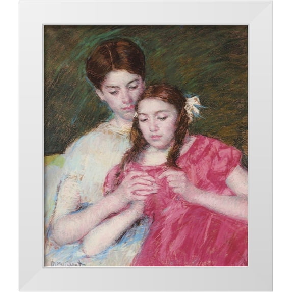 Cassatt, Mary 12x13 White Modern Wood Framed Museum Art Print Titled - The Crochet Lesson 1913