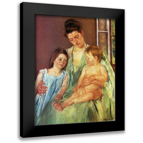 Cassatt, Mary 12x14 Black Modern Framed Museum Art Print Titled - Young Mother And Two Children 1905