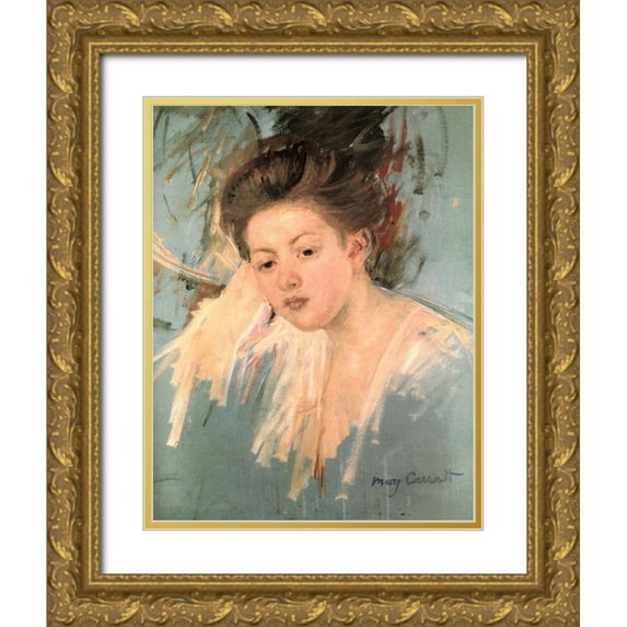 Cassatt, Mary 12x14 Gold Ornate Wood Framed with Double Matting Museum Art Print Titled - Sketch For Denise At Her Dressing Table 1909