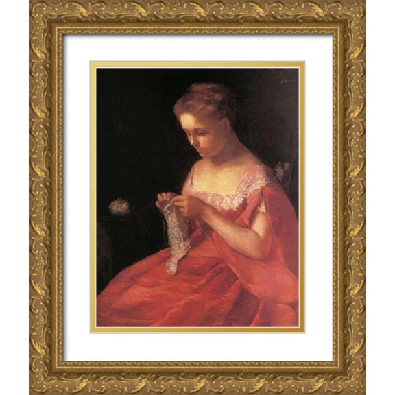 Cassatt, Mary 12x14 Gold Ornate Wood Framed with Double Matting Museum Art Print Titled - The Young Bride 1869