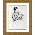 thumbnail image 1 of Cassatt, Mary 14x18 Gold Ornate Wood Framed with Double Matting Museum Art Print Titled - The Parrot 1889, 1 of 4