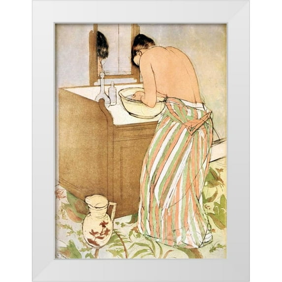 Cassatt, Mary 14x18 White Modern Wood Framed Museum Art Print Titled - Woman Bathing I 1891